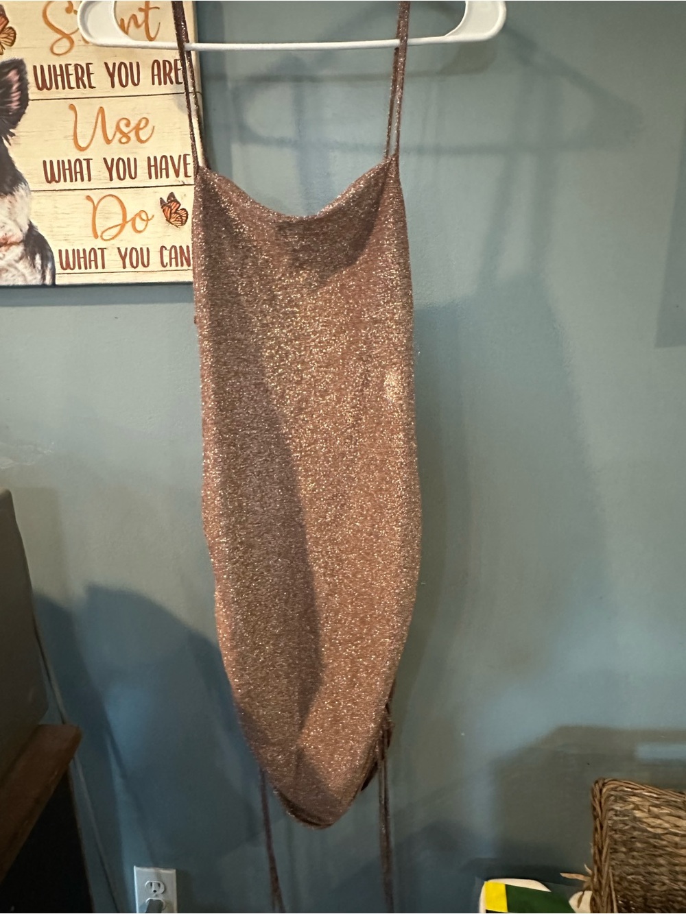 ROMWE Shimmery Rose Mini Slip Dress